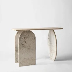 Console Roma Travertino in marmo con finitura grezza