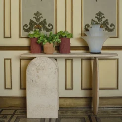 Console Roma Travertino in marmo con finitura grezza