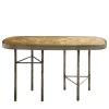 Console Wisteria con finitura bronzo e piano in vetro con foglia d'oro