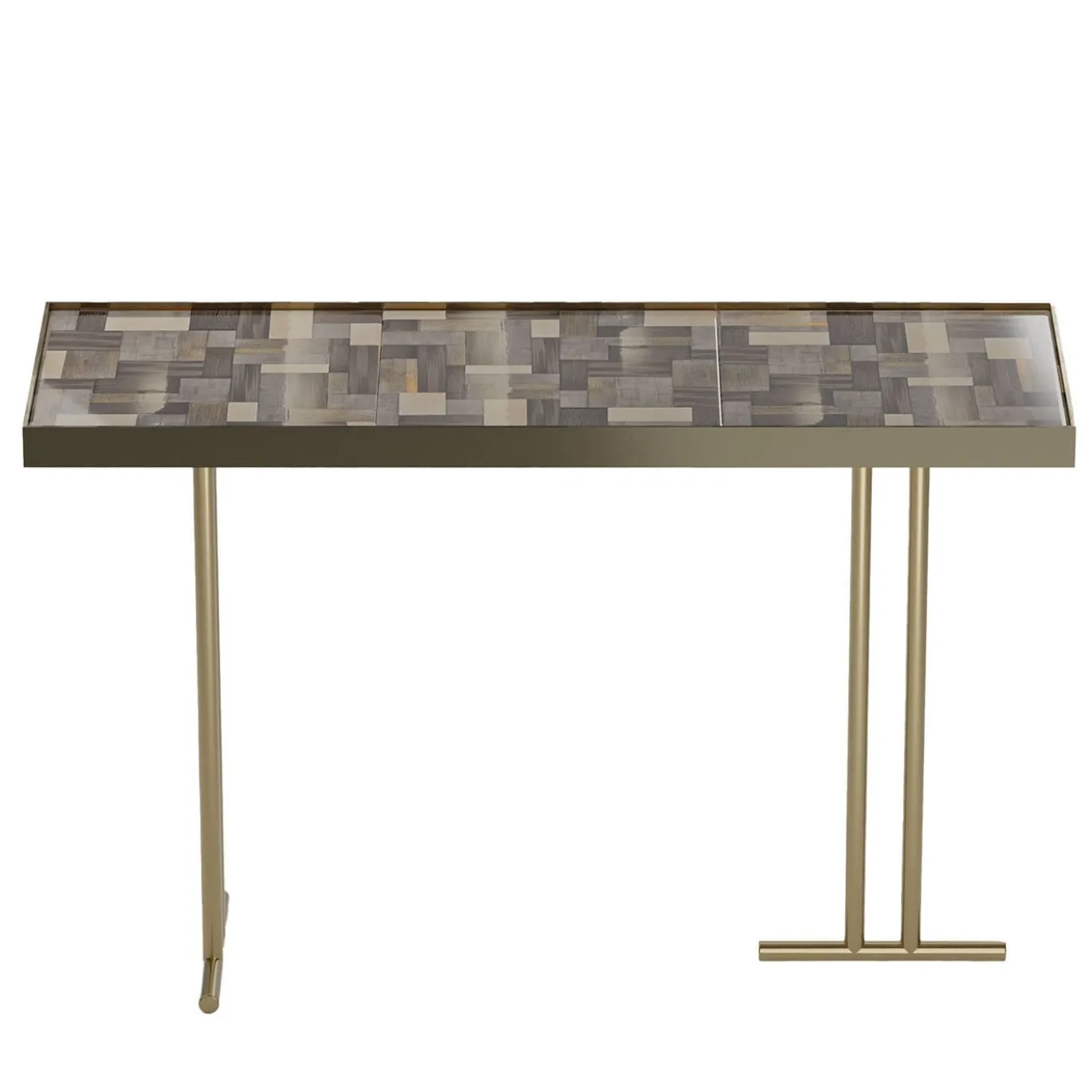 Consolle Camilla Wallpaper Fumo in Ceramica con Finitura Oro
