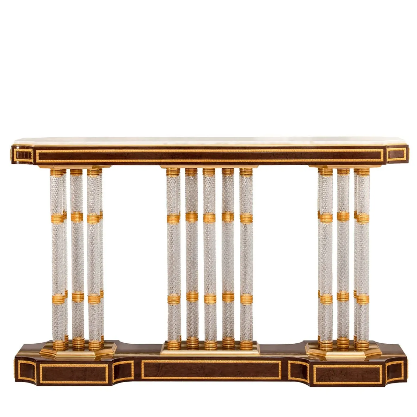 CONSOLLE 18 GAMBE IN BRONZO E CRISTALLO