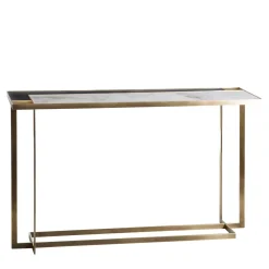 Consolle Gary in ottone con piano in marmo Calacatta