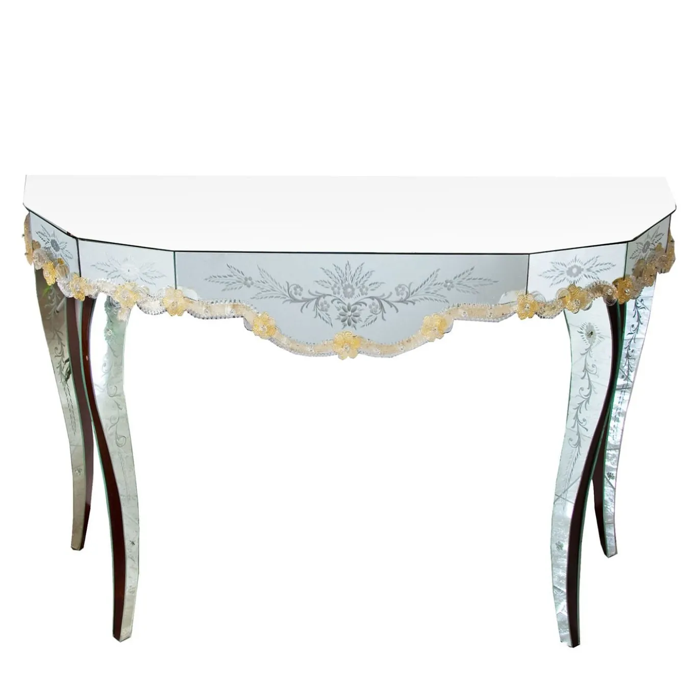 Consolle in vetro di Murano color oro