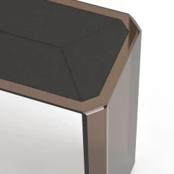 Consolle Jean Michel in vetro bronzo e pelle nera caffè