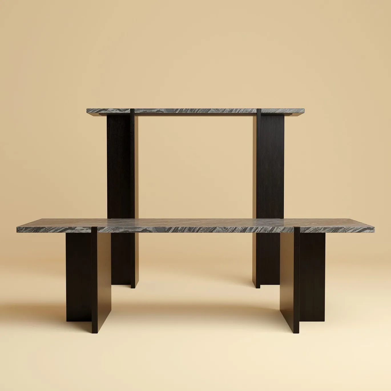 Consolle Maha in Marmo Kenya Nero e Rovere