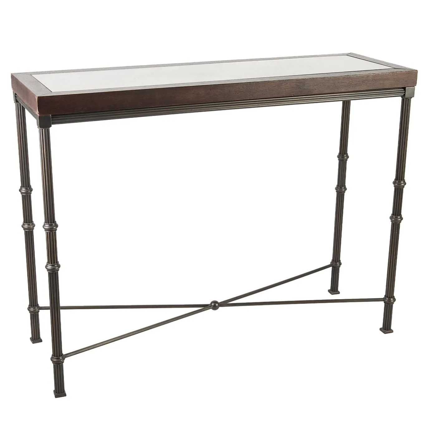 Consolle Onde con piano in rovere e specchio antico