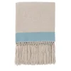 Coperta a frange con bande blu chiaro