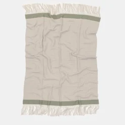 Coperta con frange a banda verde