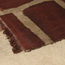 Coperta di lino di Scilla con motivo mattone-rosso e sabbia