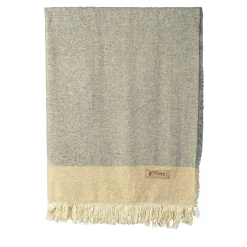 Coperta Hela con frange grigio chiaro e beige