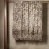 Coperta inglese in cotone e lino con frange Toile-de-Jouy