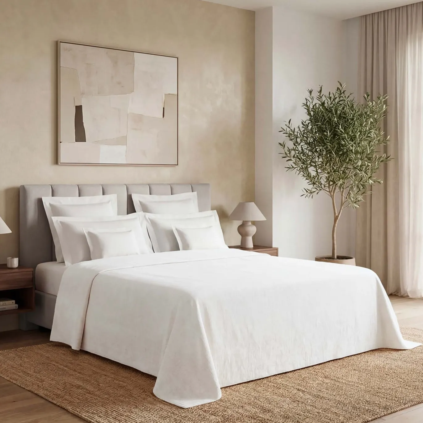Coperta King Size Provenza in Lino Bianco