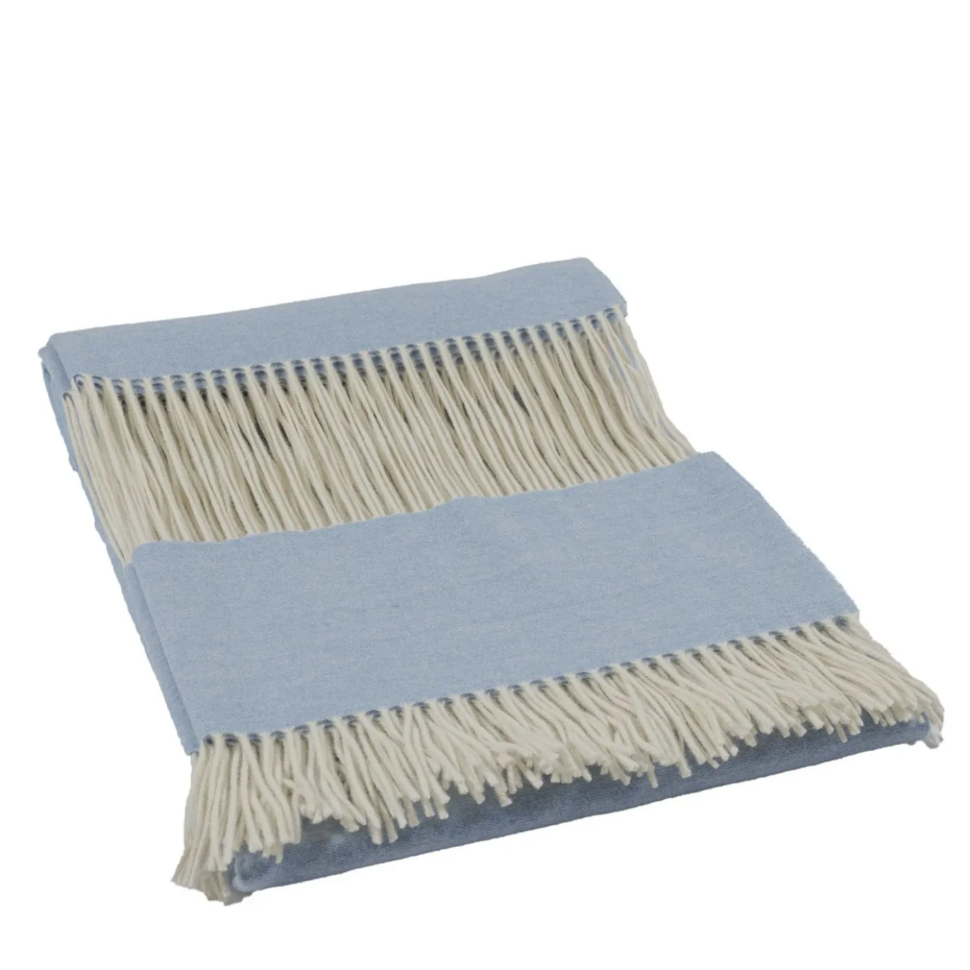 Coperta piccola azzurra con frange Defilé