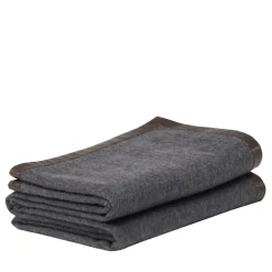 Coperta piccola grigia con orlo in pelle Salon