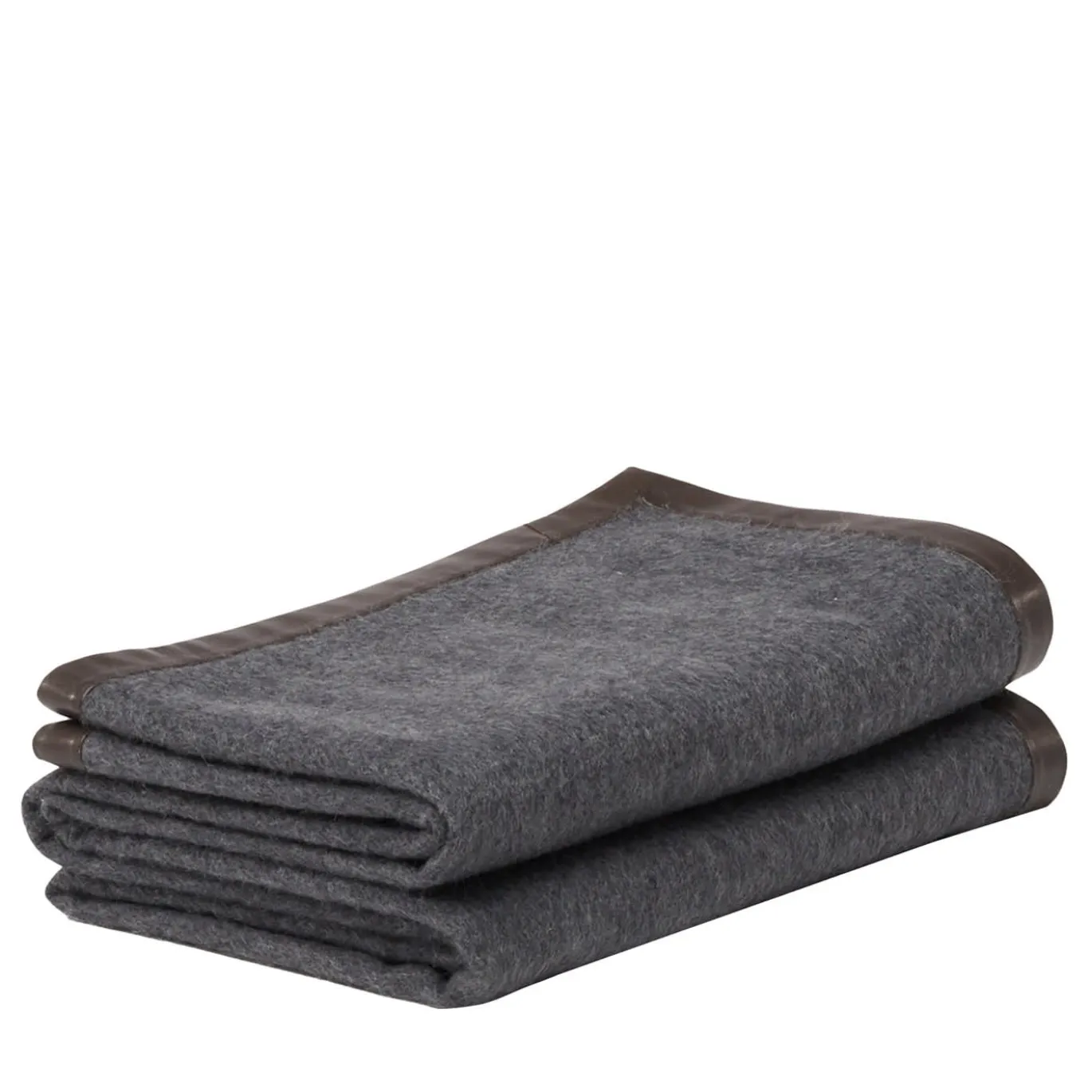 Coperta piccola grigia con orlo in pelle Salon