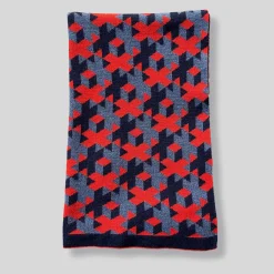 Coperta Plaid Lana 01 a motivi rossi e grigi di Giulio Iacchetti