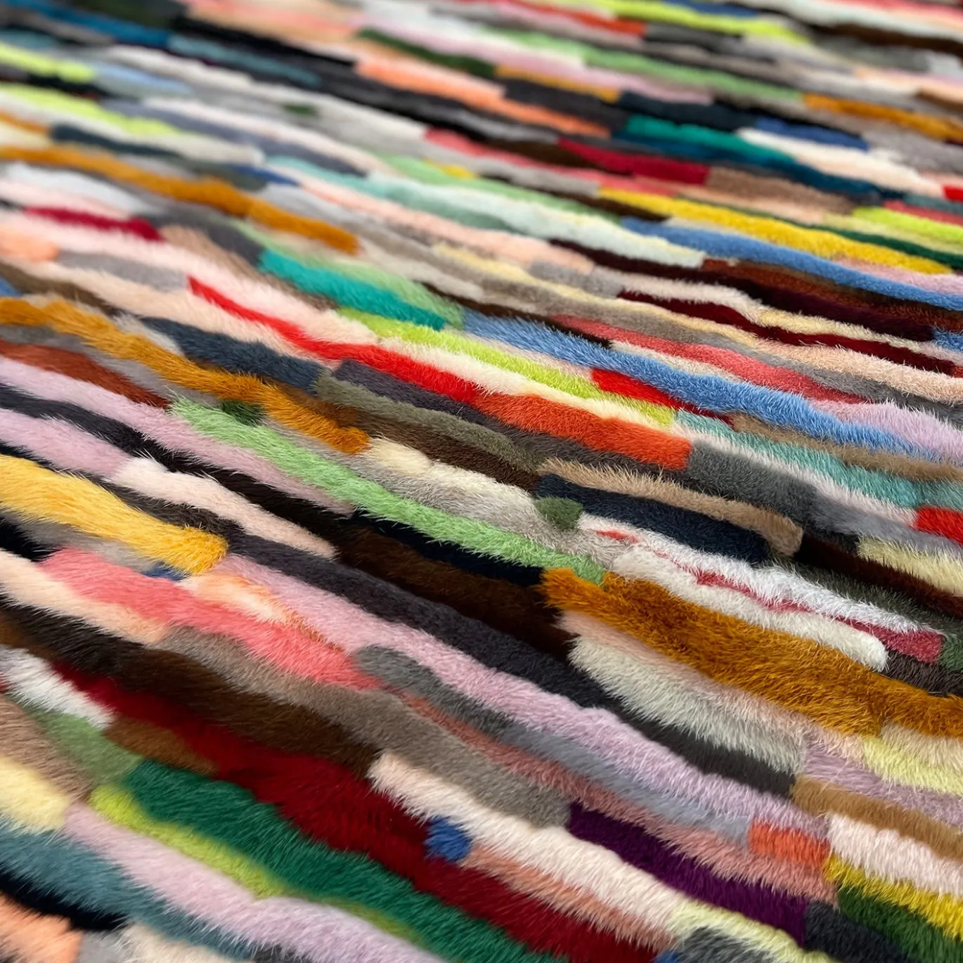 Coperta Striàta in pelliccia di visone multicolore