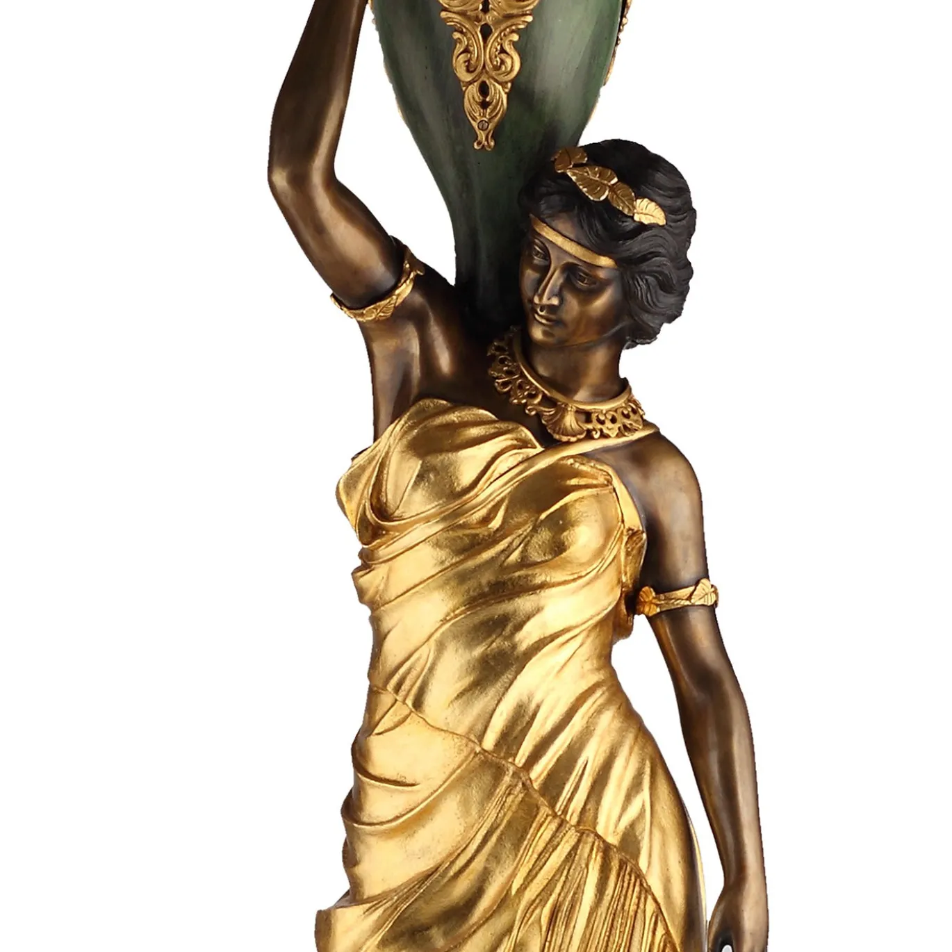 Coppia di lampade da terra Donzelle neoclassiche in bronzo
