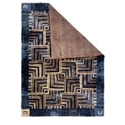 Copriletto Intarsia in pelliccia di visone nero e beige chiaro