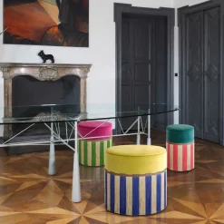 Couture Geometric Riga Grande Ottomana gialla e viola