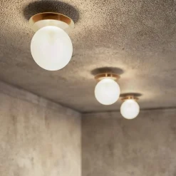 Crapa Lampada da soffitto piccola in ottone oro e vetro