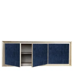 Credenza a 3 ante in velluto blu di Mascia Meccani