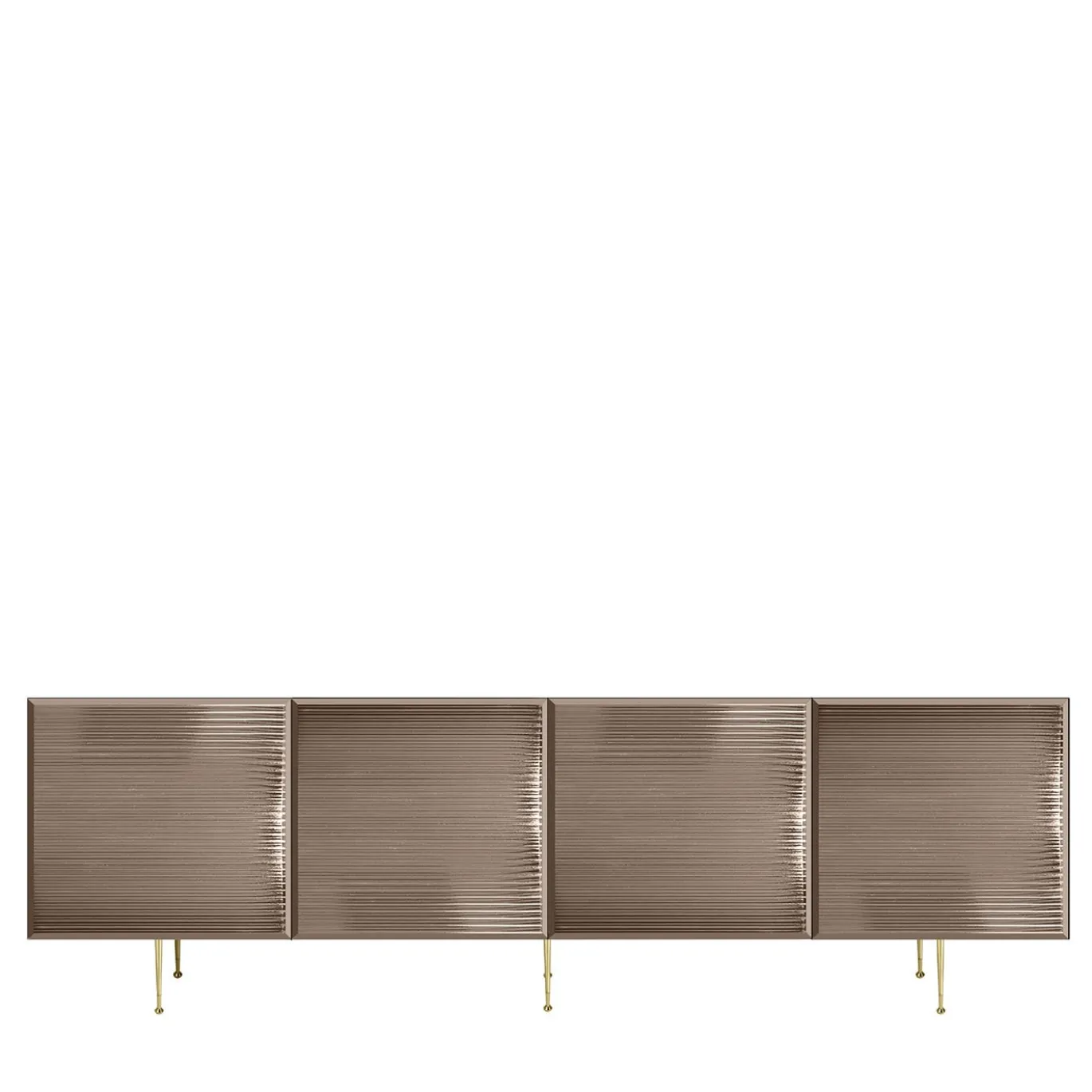 Credenza A 4 Ante In Vetro Bronzato Con Scanalature