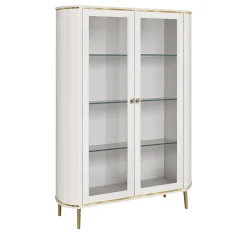 Credenza a 2 Ante in Vetro con Accenti Dorati