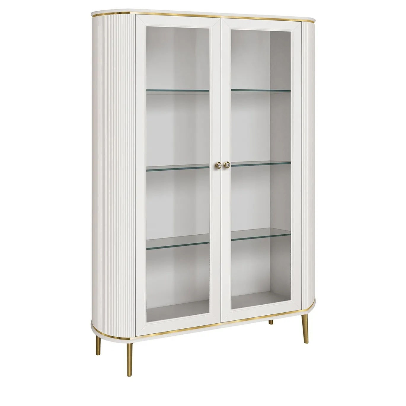 Credenza a 2 Ante in Vetro con Accenti Dorati
