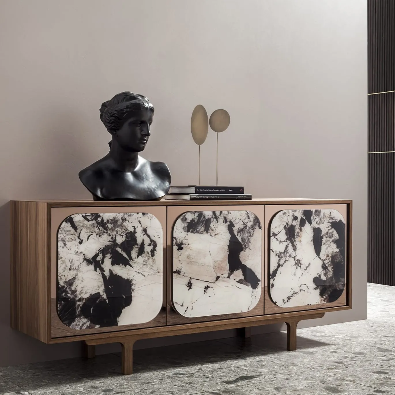 Credenza a 3 ante Margarette effetto marmo Patagonia