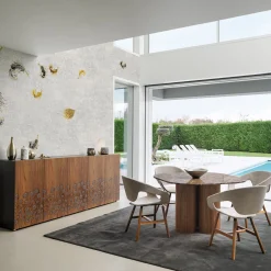 Credenza alta Le Jardin a 5 ante in noce di Renato Zamberlan
