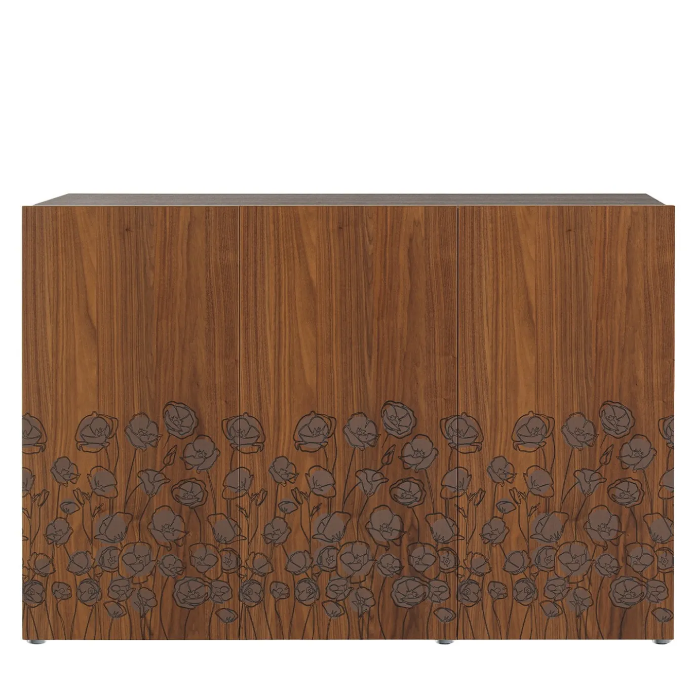 Credenza Alta Le Jardin in Noce a 3 ante di Renato Zamberlan