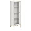Credenza a 1 Porta in Vetro con Accenti Dorati