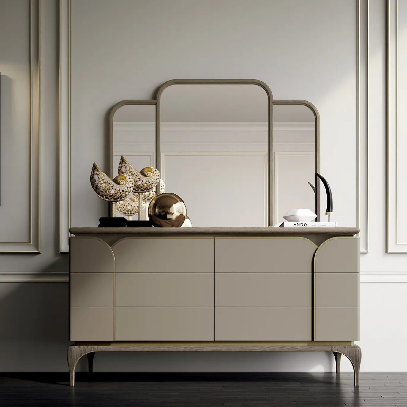 Credenza a 4 porte in legno di frassino
