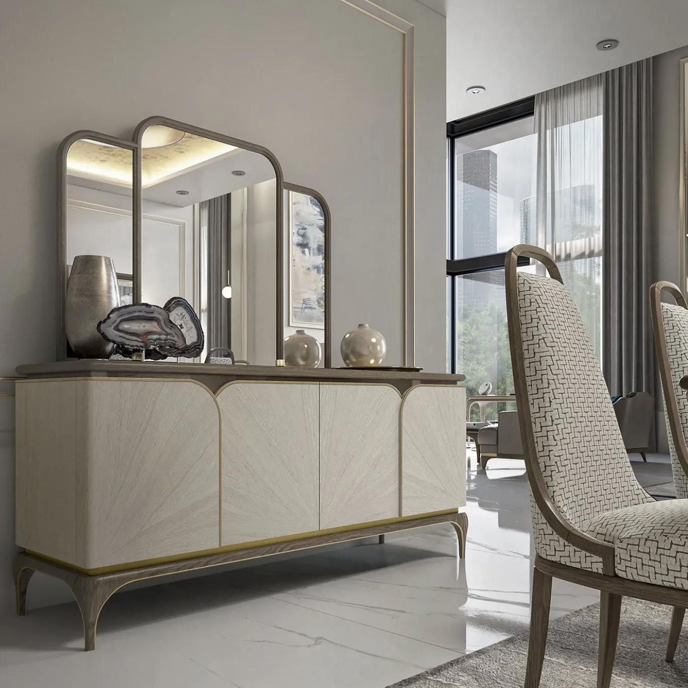 Credenza a 4 porte in legno di frassino