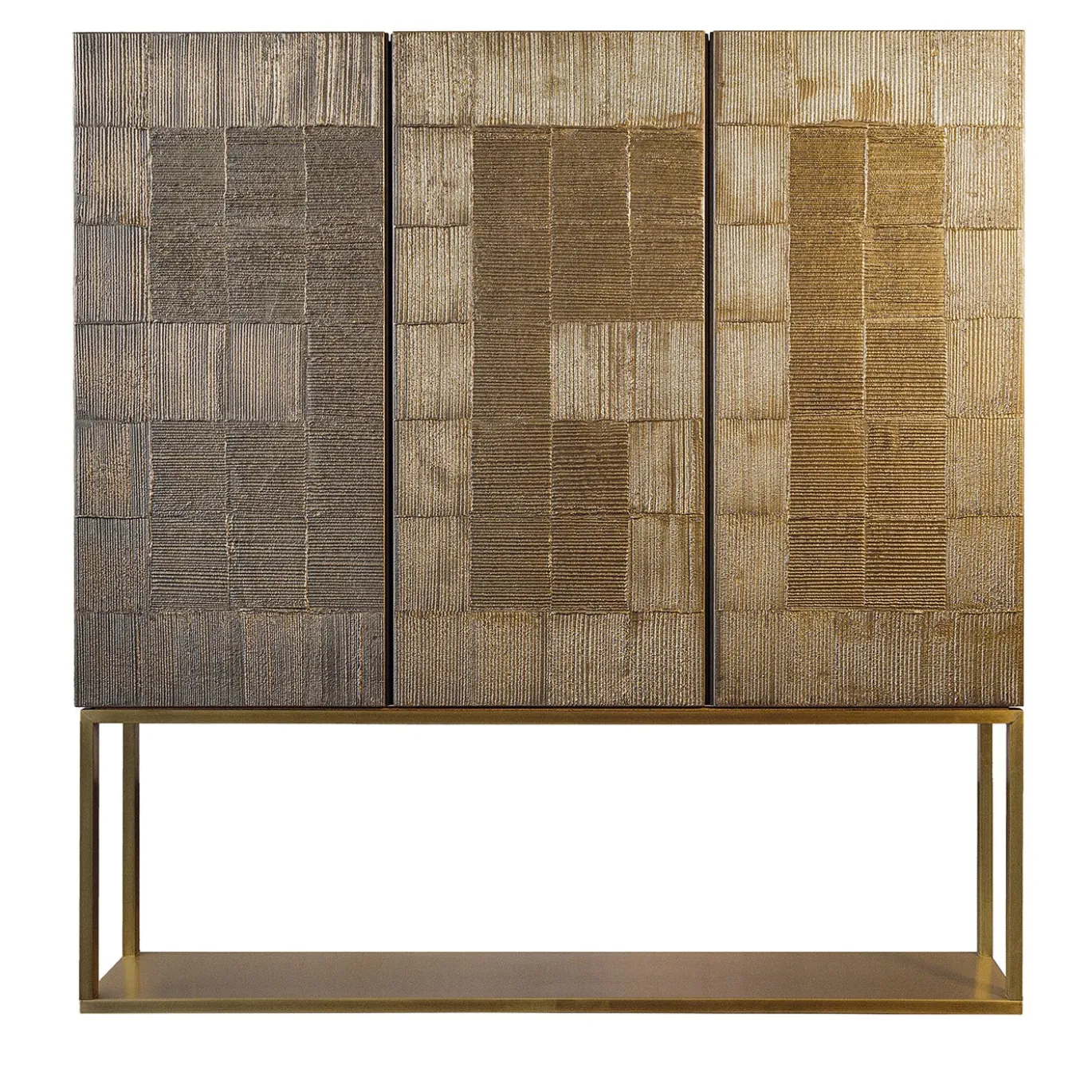 Credenza a Tre Ante Ego in Legno con Finitura in Polimeri Metallici Oro Ossidati