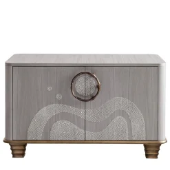 Credenza Aurora a 2 porte in legno intarsiato grigio