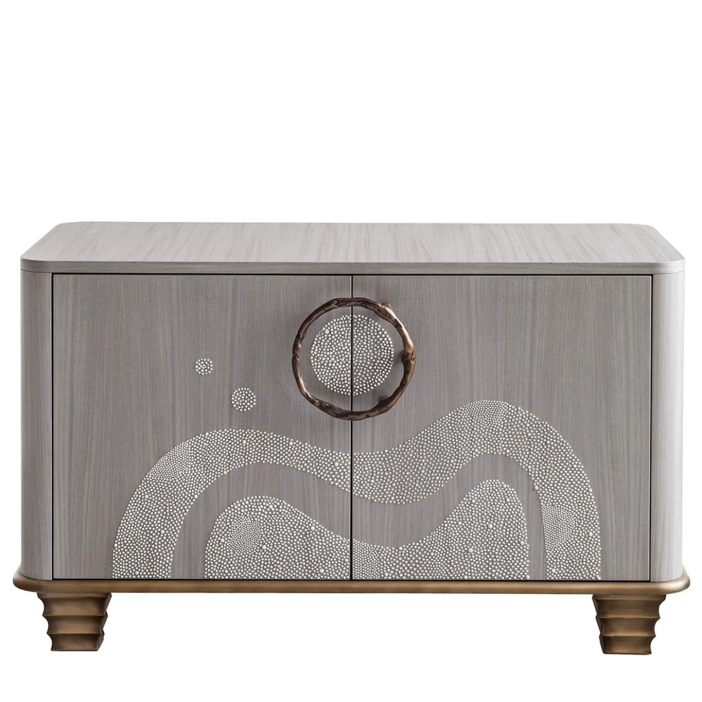 Credenza Aurora a 2 porte in legno intarsiato grigio