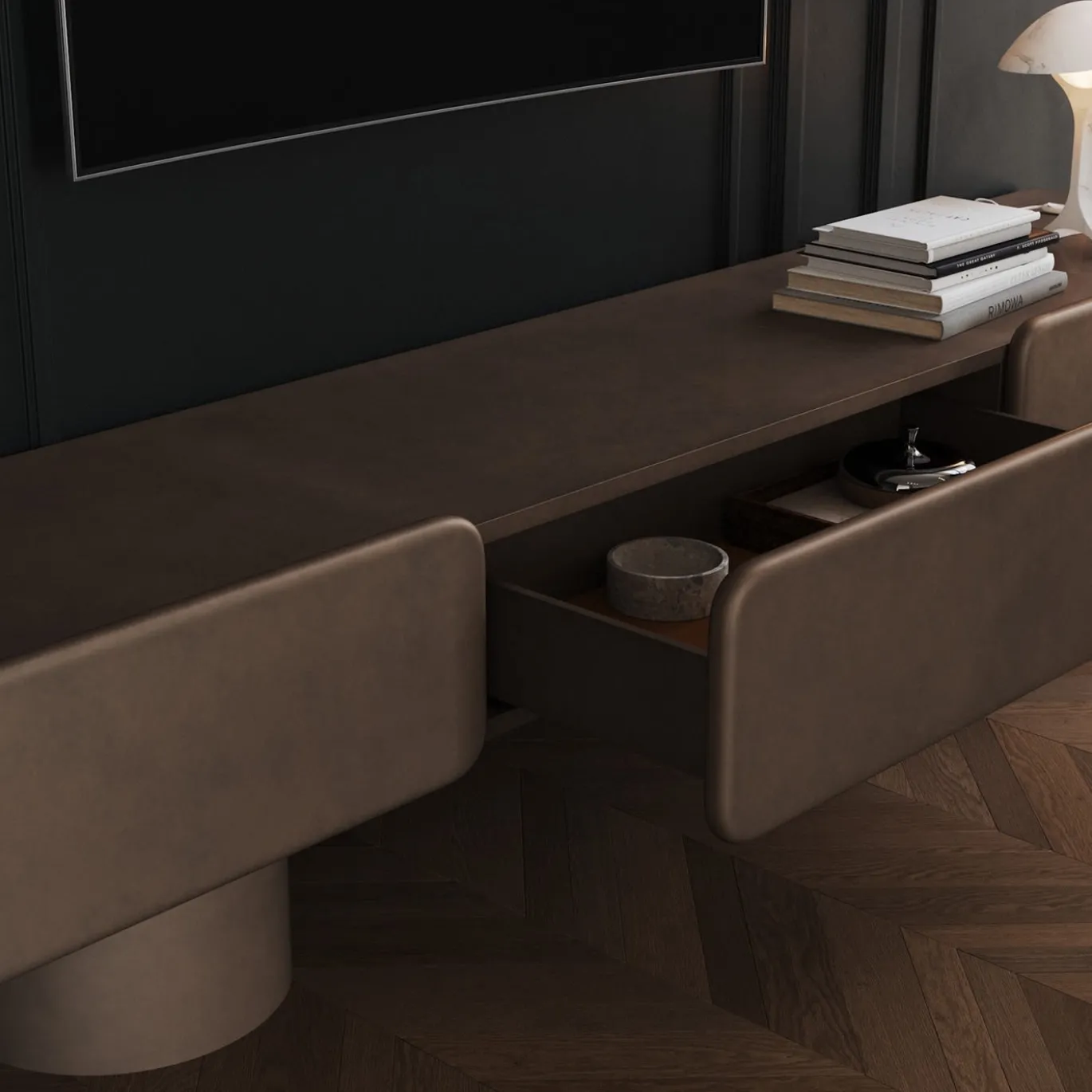 Credenza bassa effetto metallo Marte Bronze
