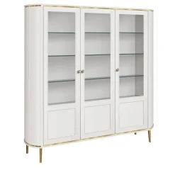 Credenza Bianca a 3 Ante in Vetro e Legno