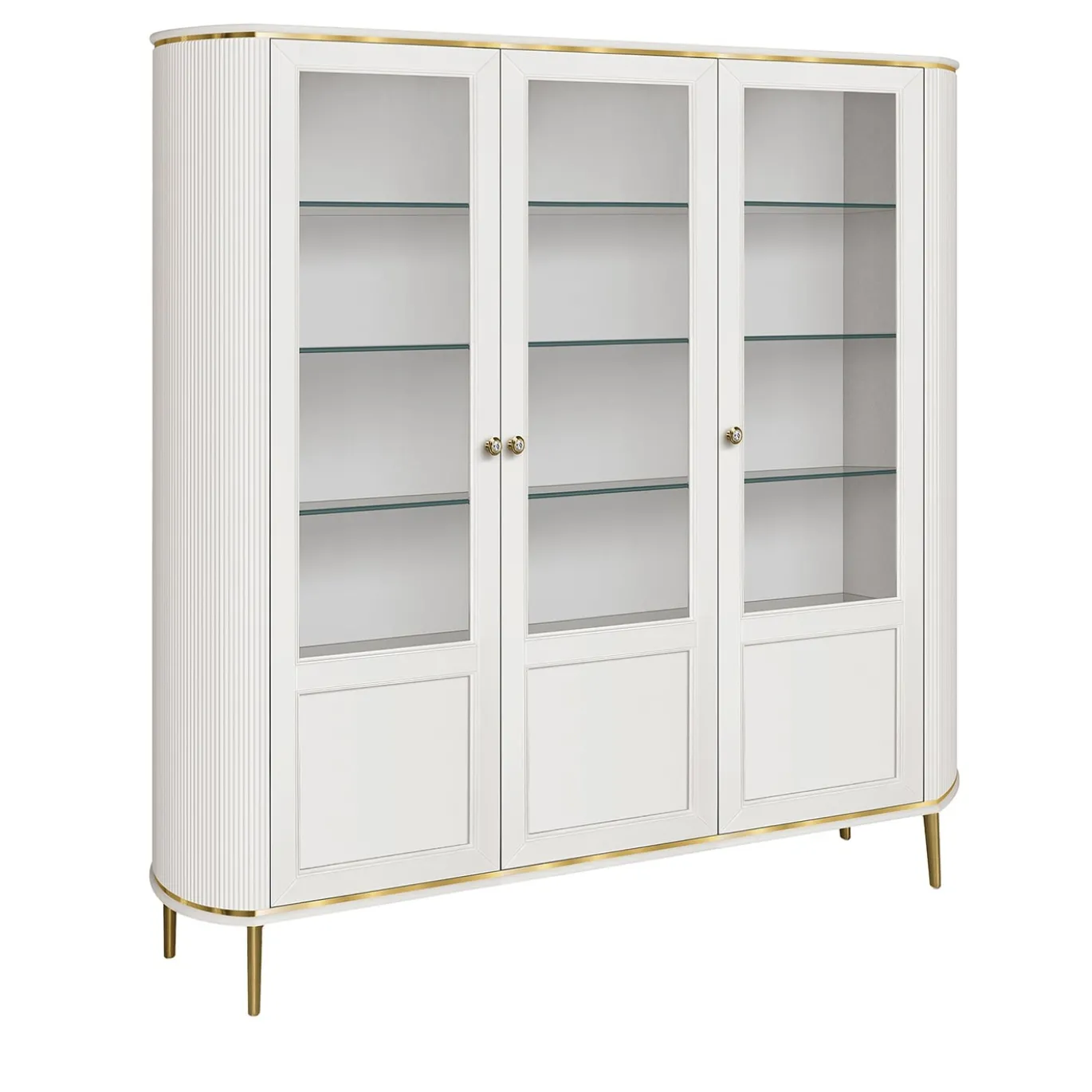 Credenza Bianca a 3 Ante in Vetro e Legno
