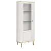 Credenza Bianca a 1 Porta in Vetro e Legno