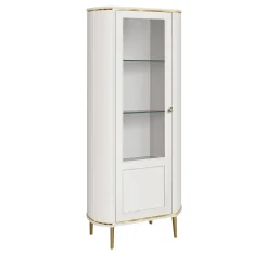 Credenza Bianca a 1 Porta in Vetro e Legno