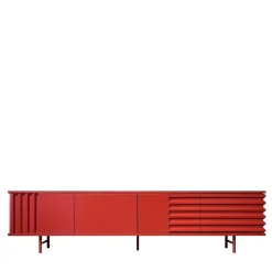 Credenza B-Side rosso fuoco a 4 ante in MDF