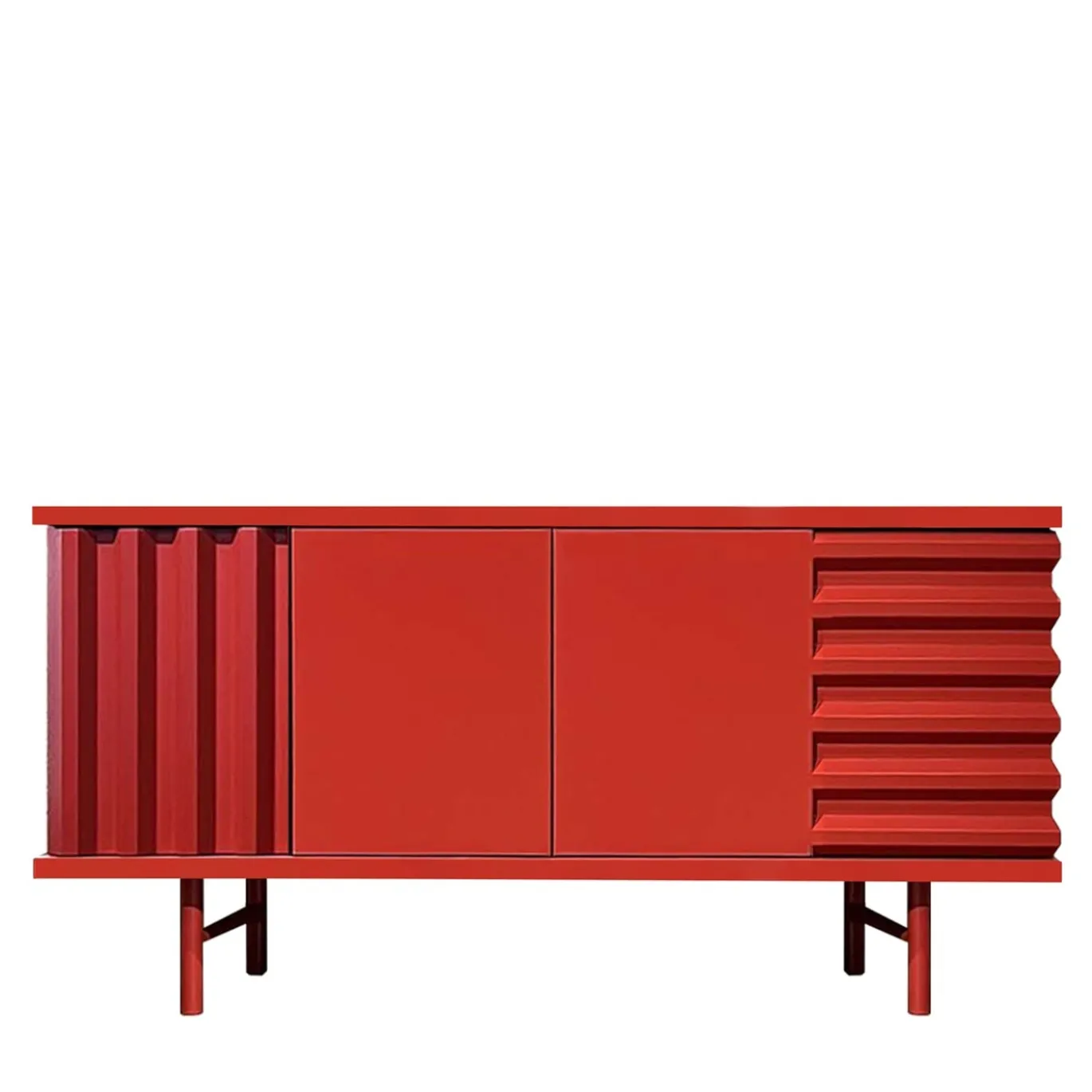 Credenza B-Side rosso fuoco a 2 ante in MDF