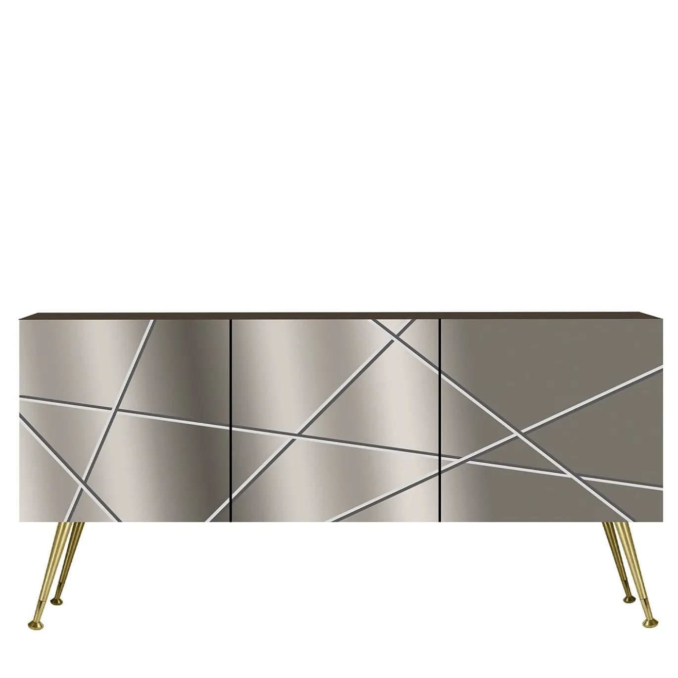 Credenza Contemporanea A 3 Ante In Vetro Specchiato Inciso