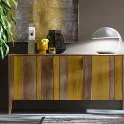 Credenza Domino giallo e olmo