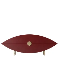 Credenza ellittica Eye in legno laccato rosso