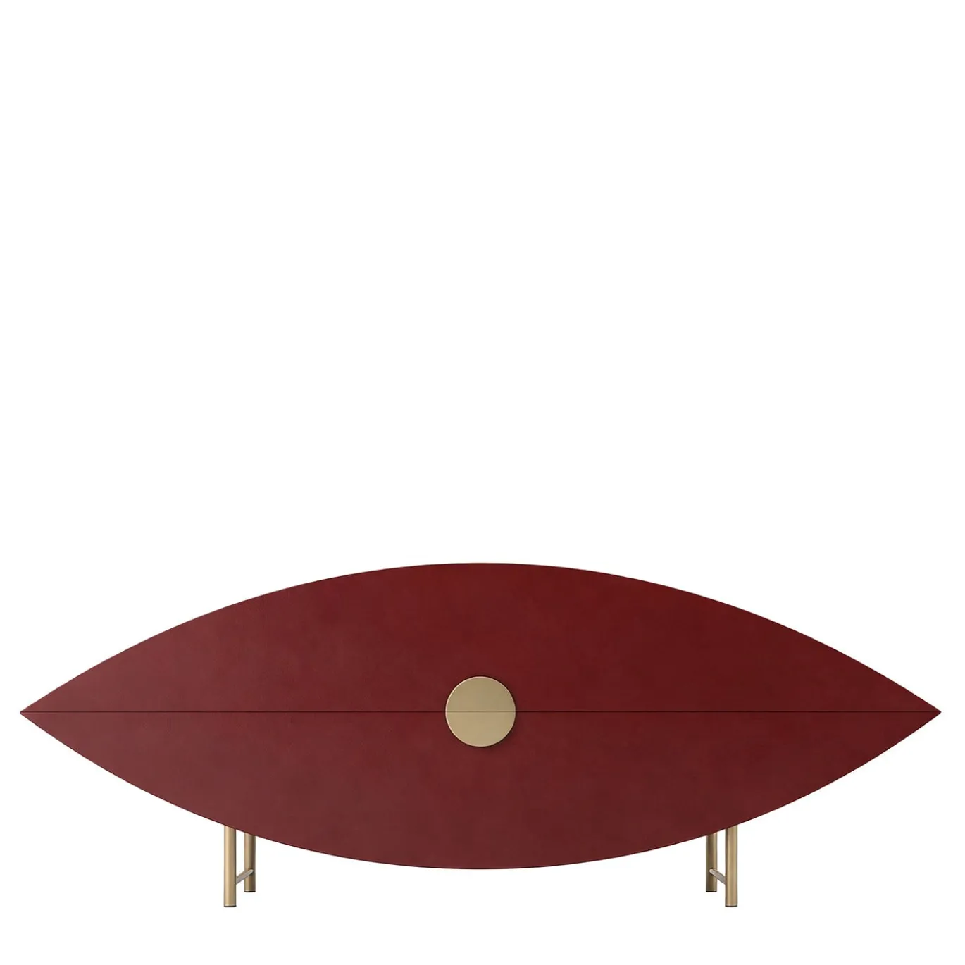 Credenza ellittica Eye in legno laccato rosso