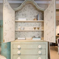 Credenza Ferrovia Verde con Decorazione Magnolia